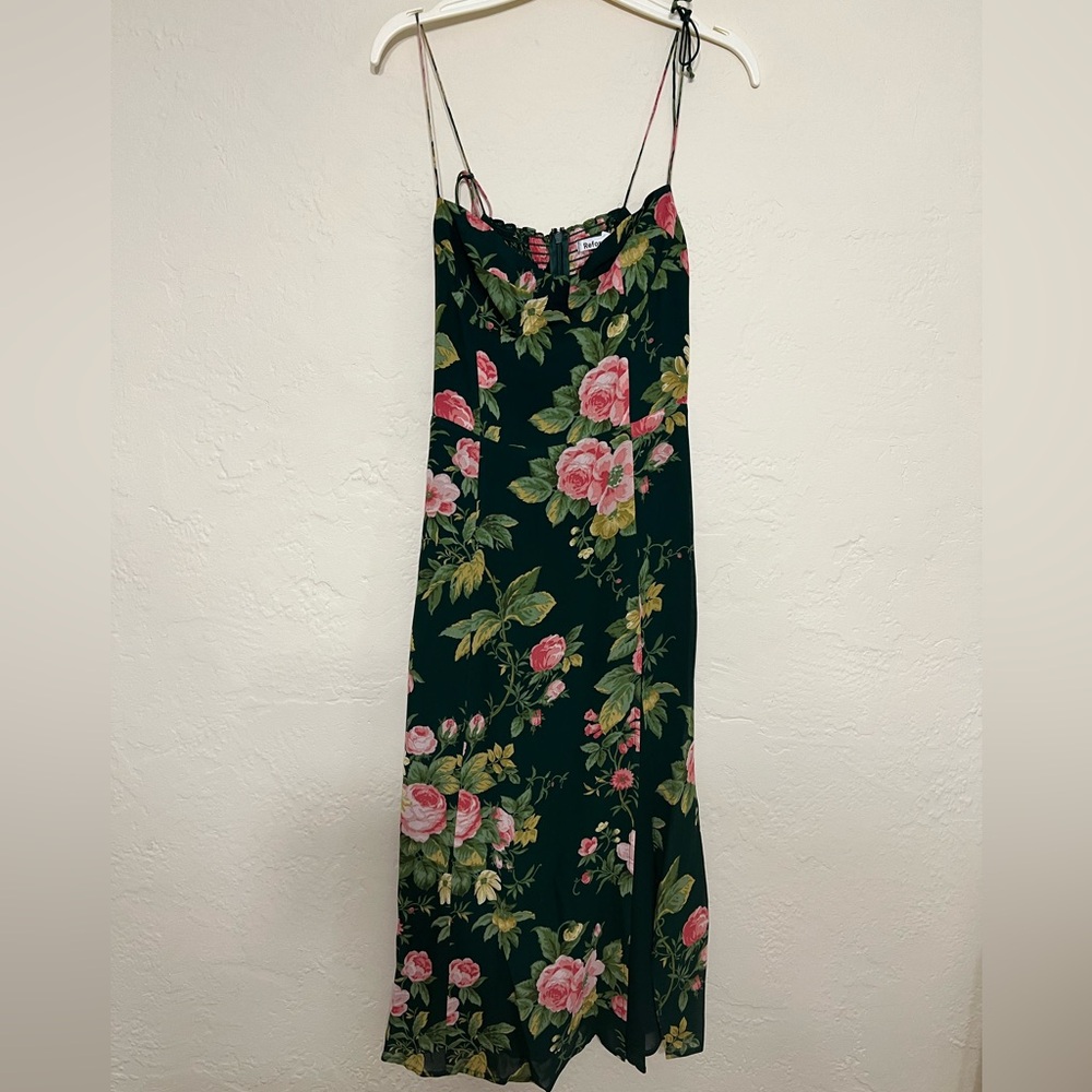 Reformation Juliette Dress Floral Green and Pink Women's Dress